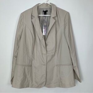 Lane Bryant Blazer Womens Plus 26 Tan Double Weave Stretch Long Sleeves